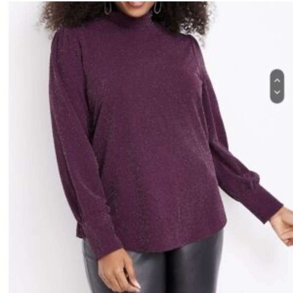 Maurice’s womens purple Sparkle mock neck blouse size 1X